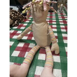 Maison Chic Rag Doll Pink No Dress Butterfly Striped Legs Embroidered Face